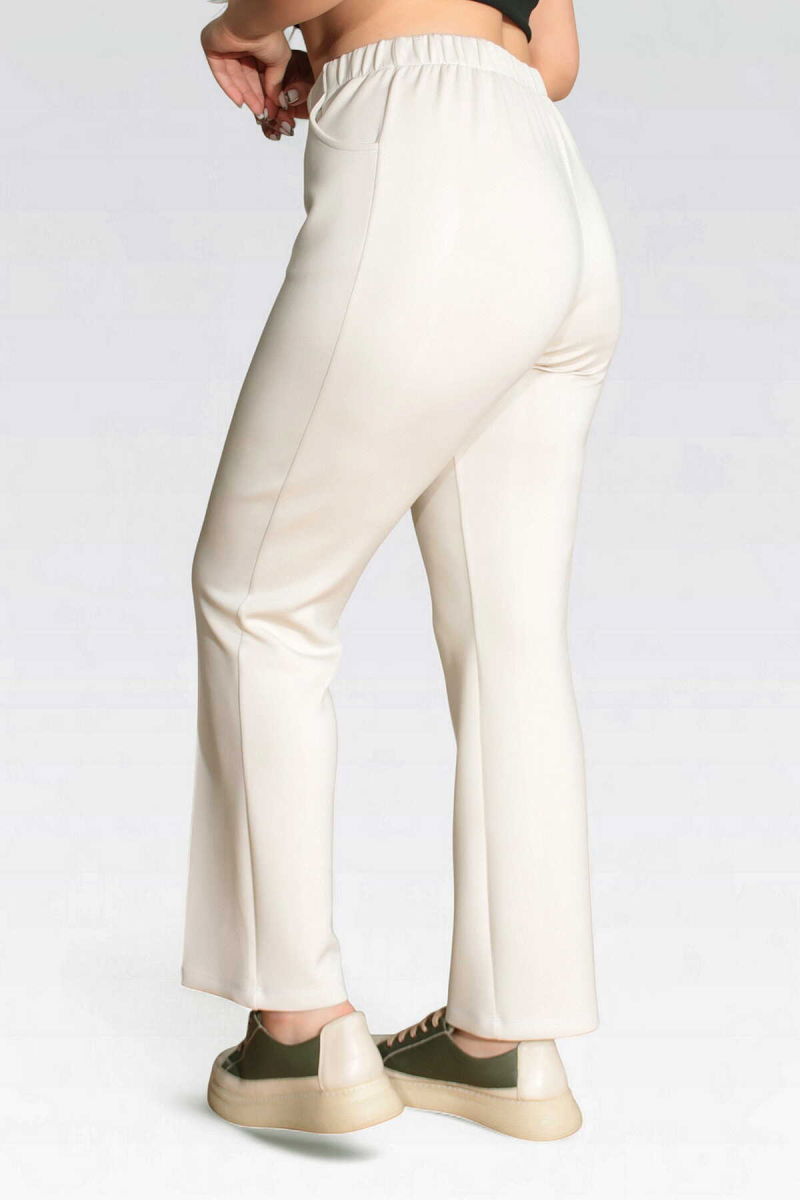 Tolga Saraçoğlu Kadın Yumuşak Tuşeli Modal Kumaş Örme Pantolon 30307 Ekru - 4