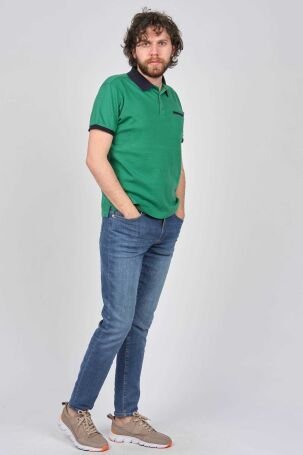 Tony Montana Erkek Cep Detaylı Polo Yaka T-Shirt 3181005 Yeşil - 3