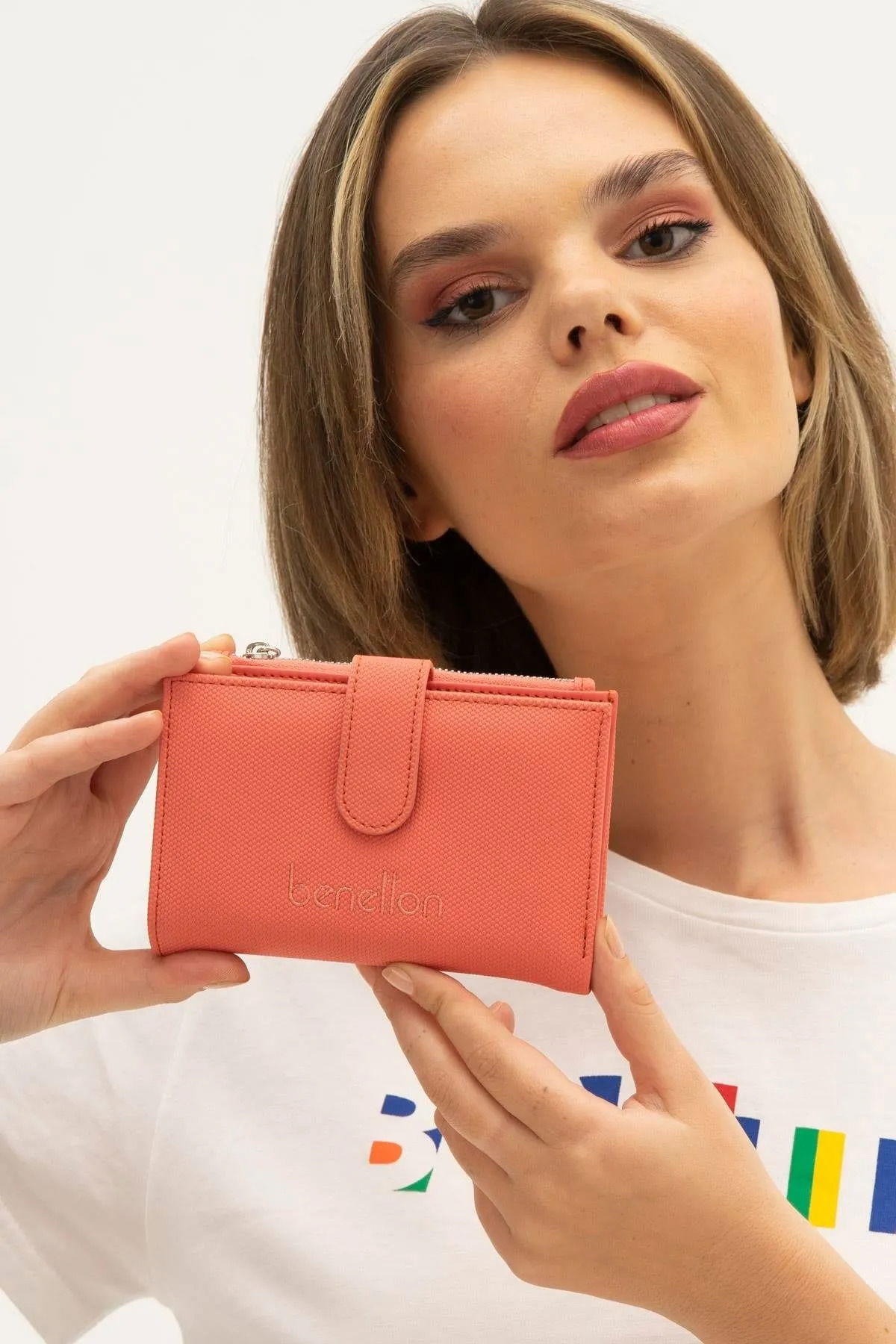 United Colors of Benetton Kadın Cüzdan BNT1300 Mercan - 1