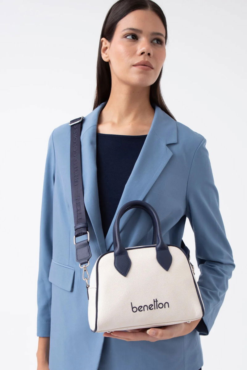 United Colors of Benetton Kadın Kol Çantası BNT1538 Bej-Lacivert 