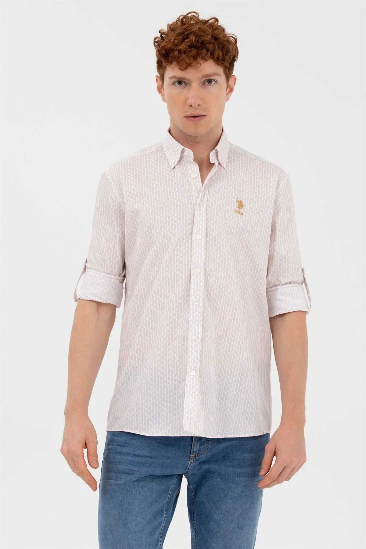 U.S. Polo Assn. Erkek Desenli Slim Fit Gömlek 1584114 Camel - 1