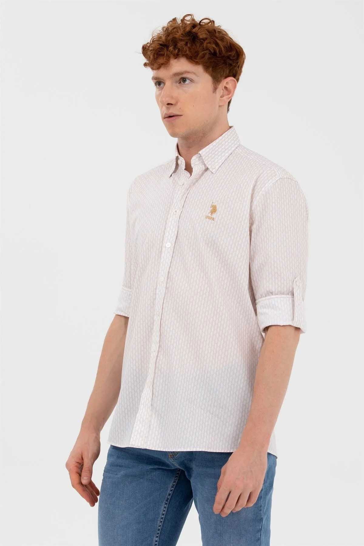 U.S. Polo Assn. Erkek Desenli Slim Fit Gömlek 1584114 Camel - 2