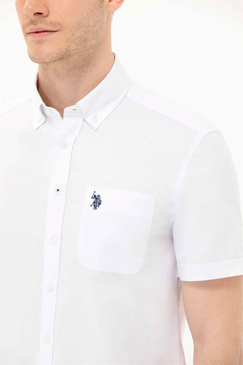 U.S. Polo Assn. Erkek Kısa Kollu Gömlek 1571442 Beyaz - 4