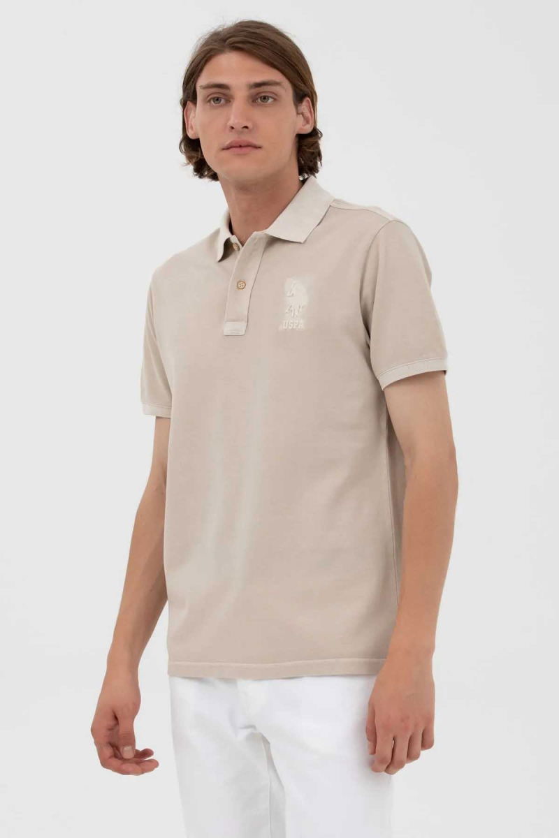 U.S. Polo Assn. Erkek Regular Fit Polo Yaka T-Shirt 1573851 Taş - 2