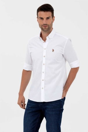 U.S. Polo Assn. Erkek Slim Fit Pamuklu Gömlek 1571695 Beyaz - 2