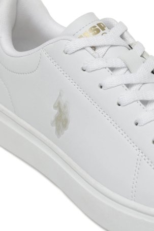 U.S. Polo Assn. Kadın Lında 4Fx Sneaker Ayakkabı Beyaz-Turuncu - 3