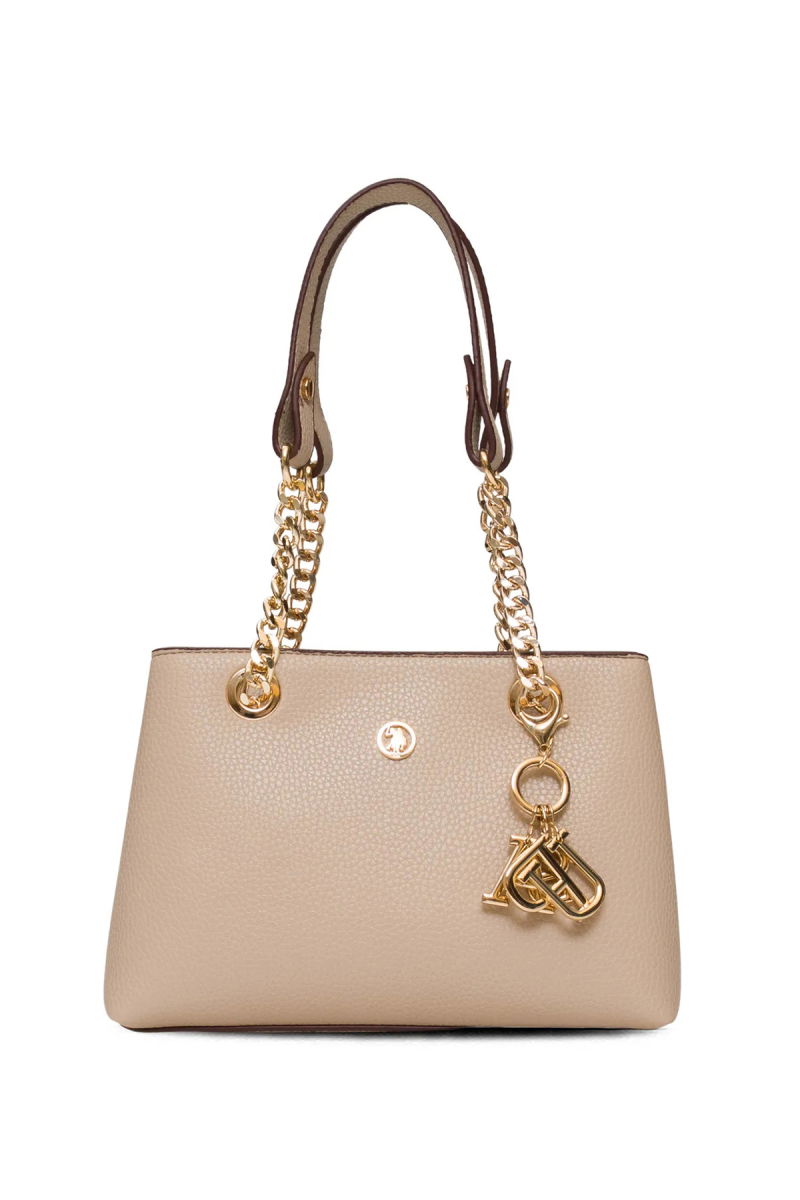 U.S. Polo Assn. Kadın Omuz Çantası US25539 Bej-Bordo - 1