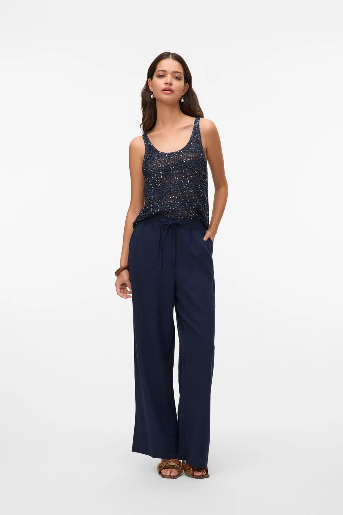 Vero Moda Kadın Coll Payetli Kolsuz Mevsimlik Kazak 10327759 Lacivert - 4