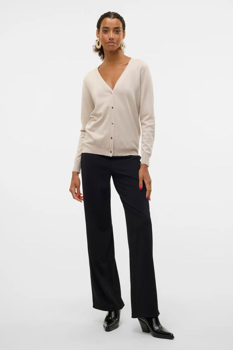 Vero Moda Kadın Vmberlın Beli Lastikli Geniş Paça Pantolon 10318454 Siyah - Vero Moda