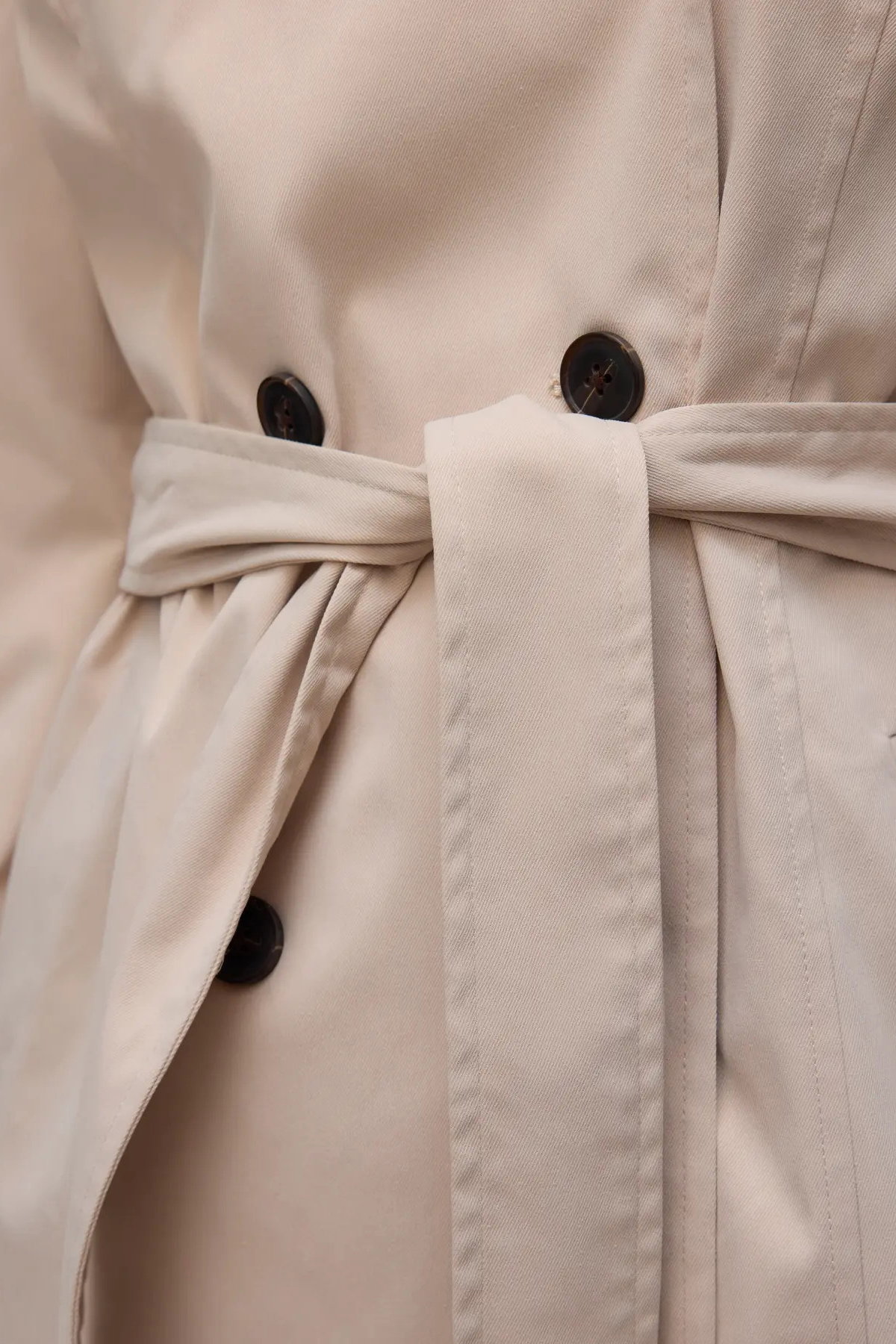 Vero Moda Kadın Vmchelsea Düğmeli Belden Bağlamalı Trençkot 10329343 Taş - 2