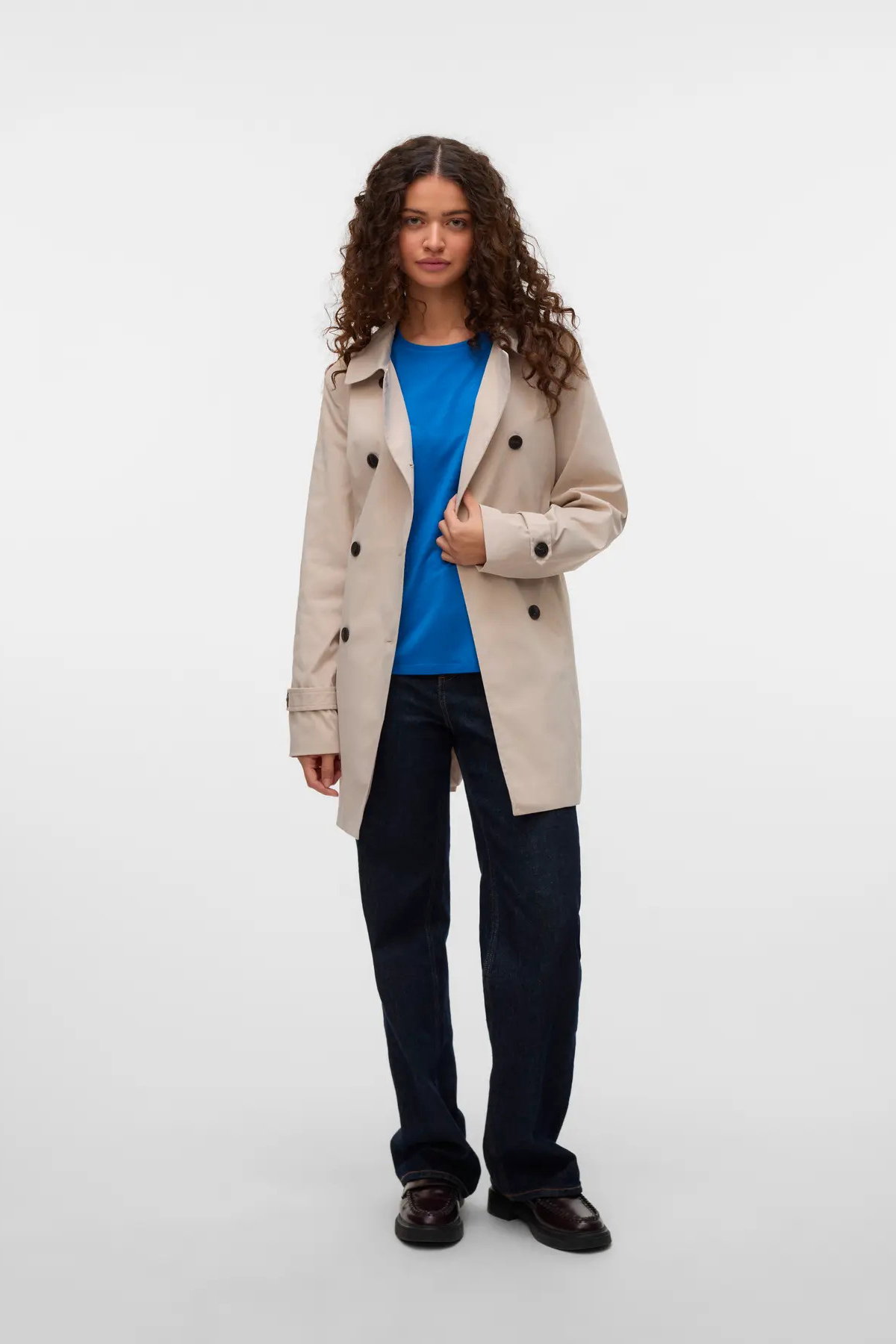 Vero Moda Kadın Vmchelsea Düğmeli Belden Bağlamalı Trençkot 10329343 Taş - 4