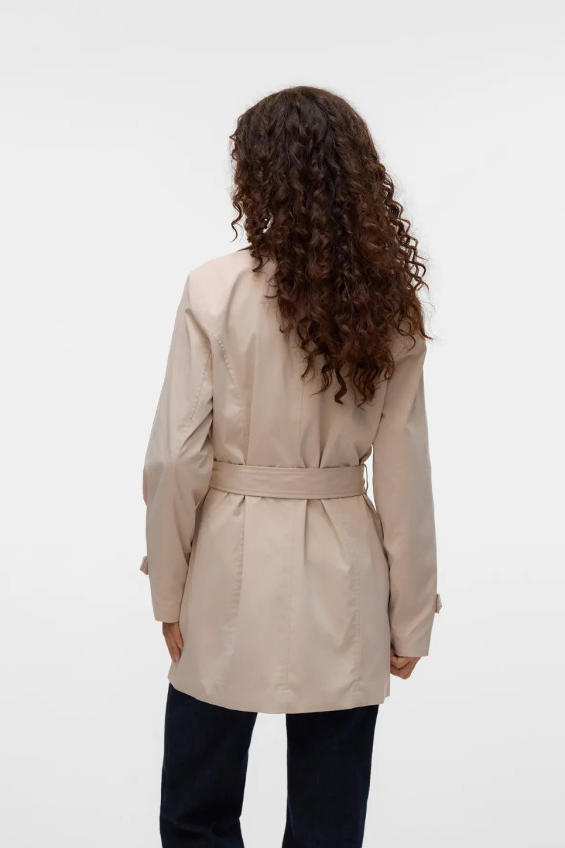 Vero Moda Kadın Vmchelsea Düğmeli Belden Bağlamalı Trençkot 10329343 Taş - 5