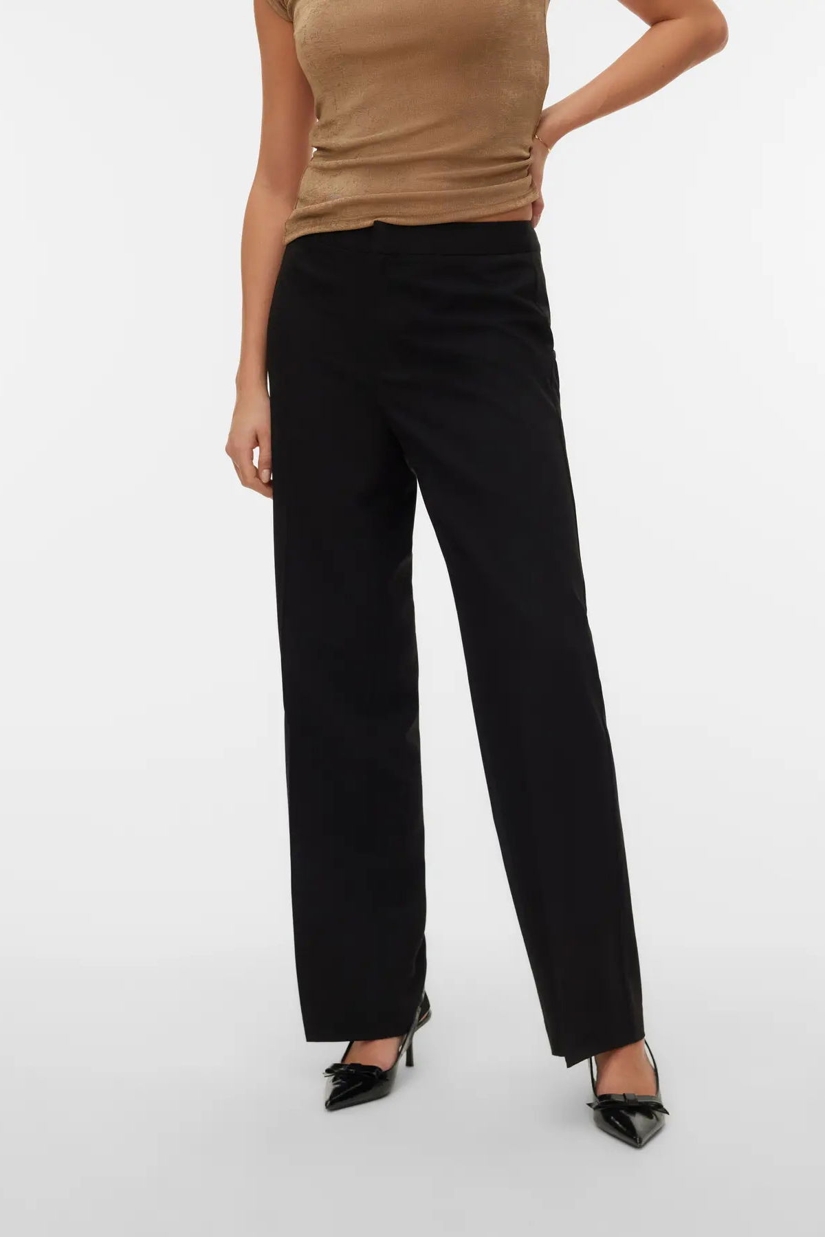 Vero Moda Kadın Vmdallas Geniş Paçalı Rahat Form Cepsiz Pantolon 10341128 Siyah - 2