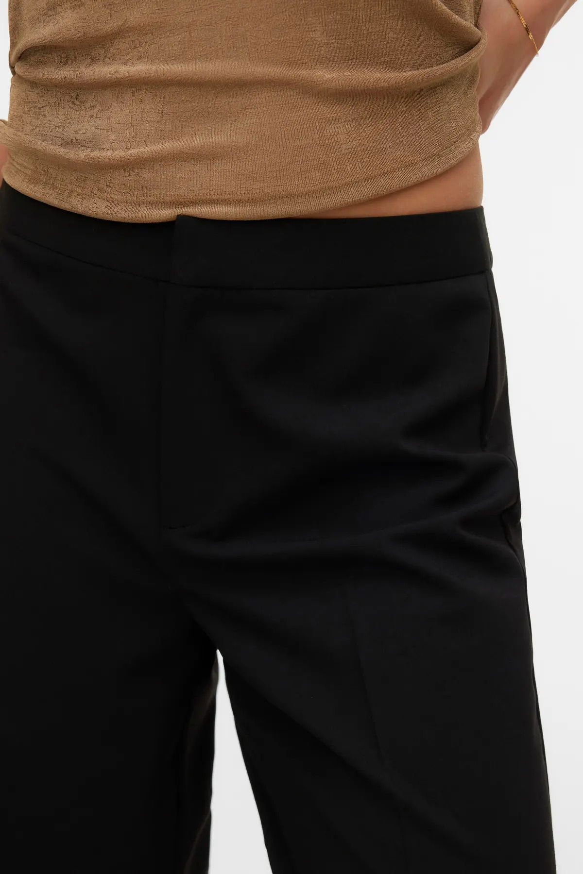 Vero Moda Kadın Vmdallas Geniş Paçalı Rahat Form Cepsiz Pantolon 10341128 Siyah - 3