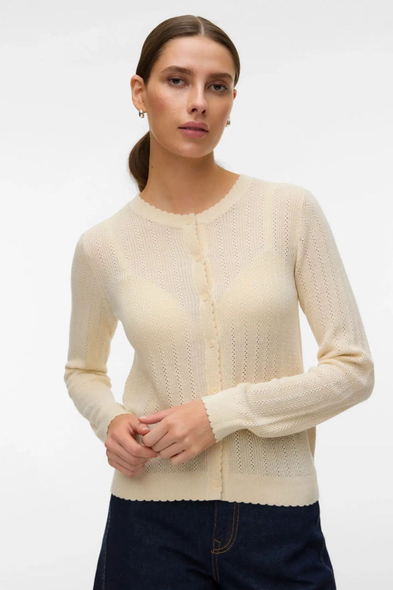 Vero Moda Kadın Vmnewlex Bisiklet Yaka Uzun Kollu Hırka 10340562 Ekru - 2