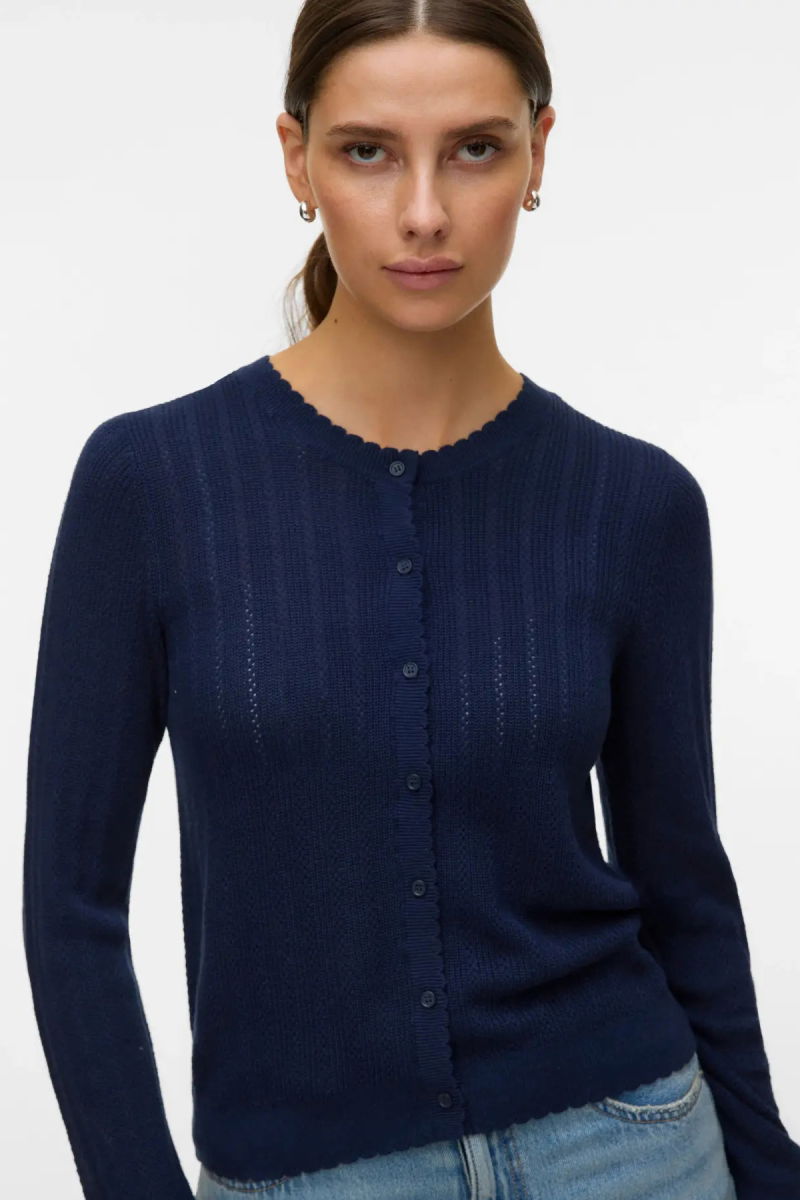 Vero Moda Kadın Vmnewlex Bisiklet Yaka Uzun Kollu Hırka 10340562 Lacivert - 2