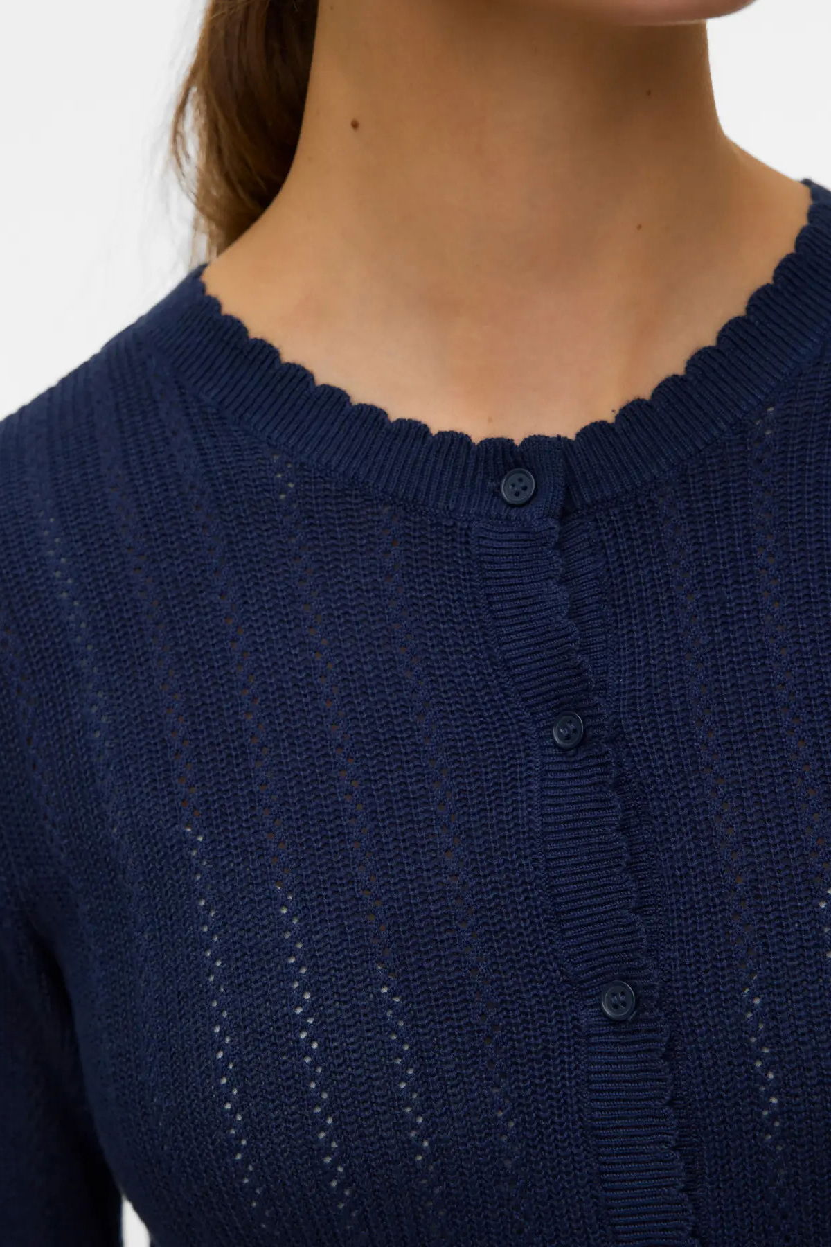 Vero Moda Kadın Vmnewlex Bisiklet Yaka Uzun Kollu Hırka 10340562 Lacivert - 3