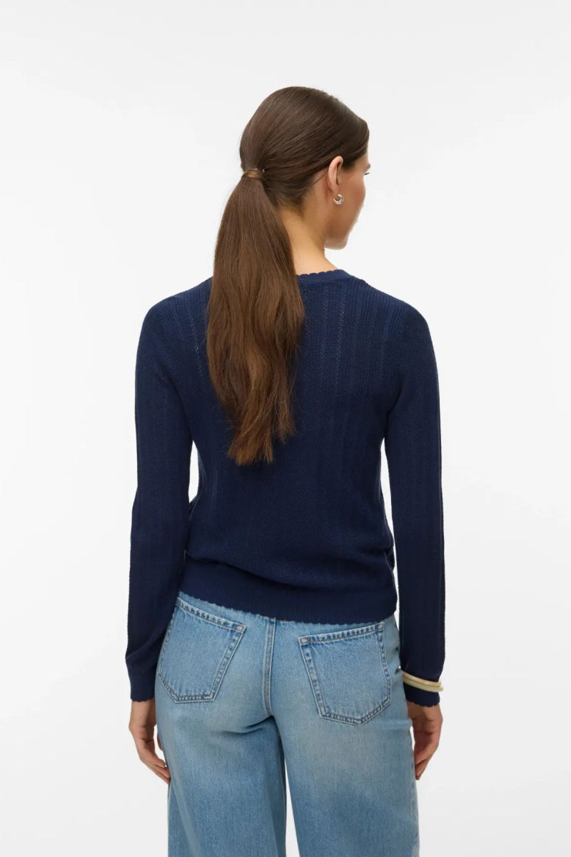 Vero Moda Kadın Vmnewlex Bisiklet Yaka Uzun Kollu Hırka 10340562 Lacivert - 4