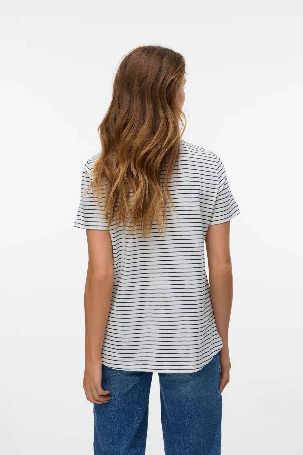 Vero Moda Kadın Vmsımone Kısa Kollu %100 Pamuk T-Shirt 10328170 Ekru - 4