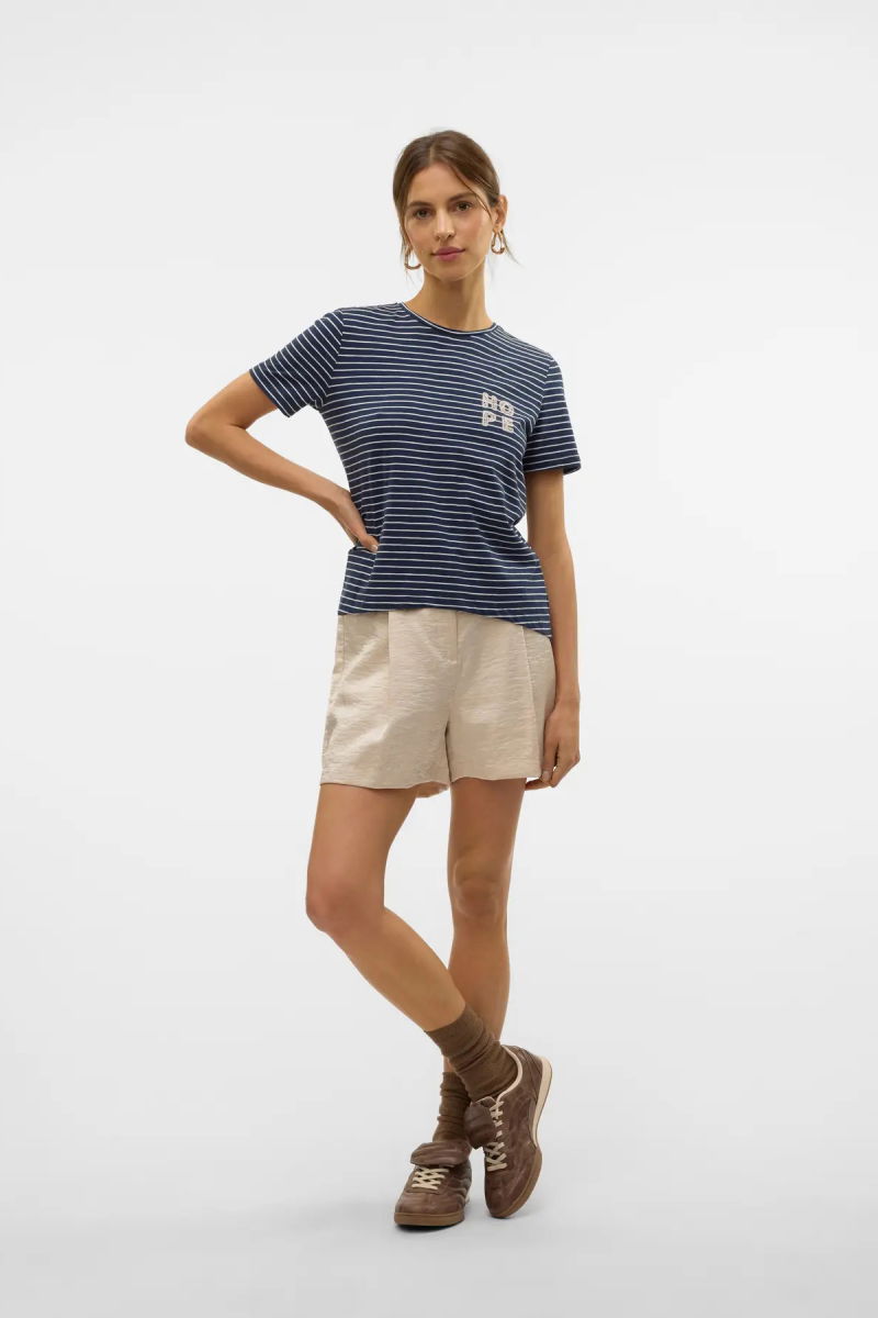 Vero Moda Kadın Vmsımone Kısa Kollu %100 Pamuk T-Shirt 10328170 Lacivert - 2
