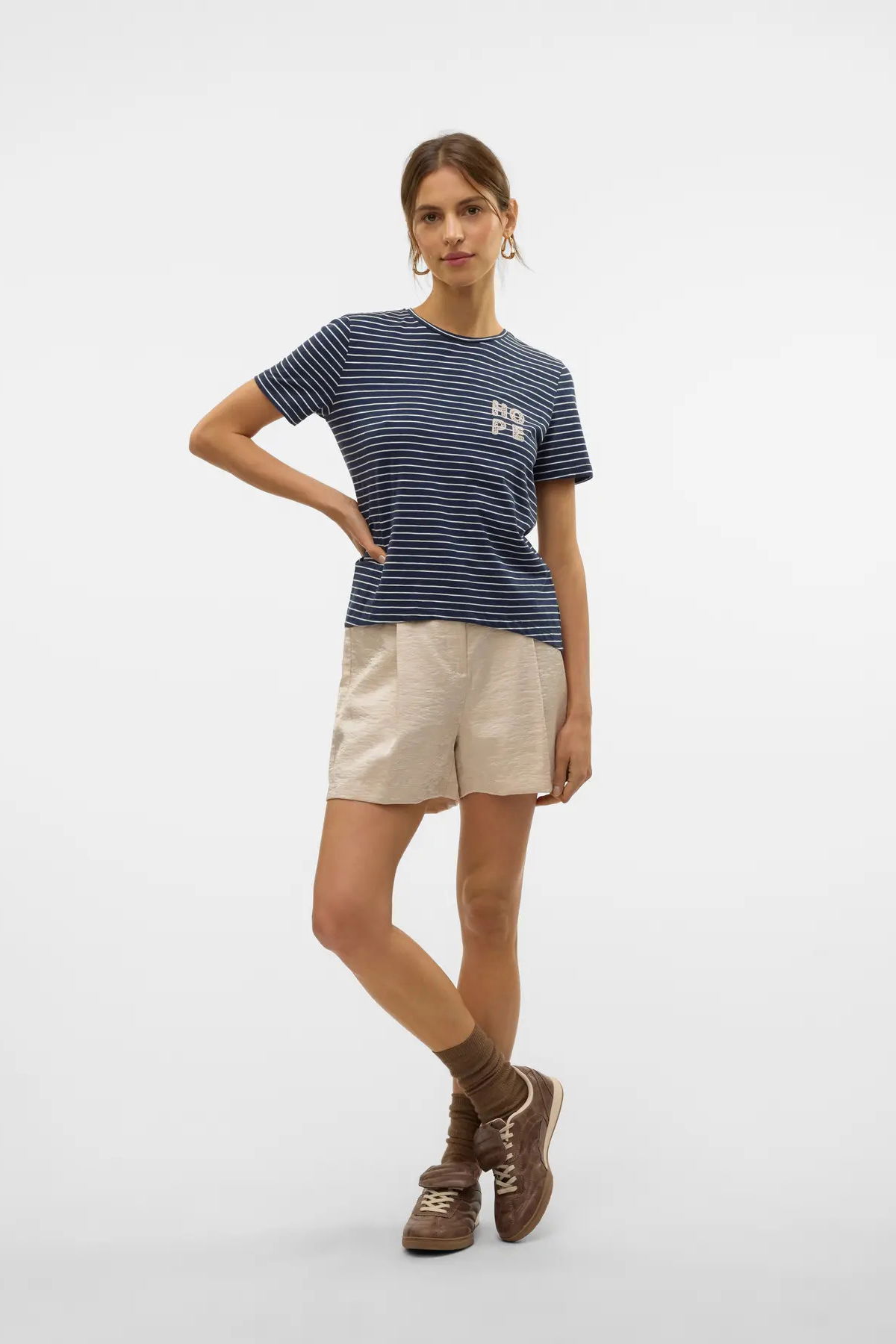Vero Moda Kadın Vmsımone Kısa Kollu %100 Pamuk T-Shirt 10328170 Lacivert - 2