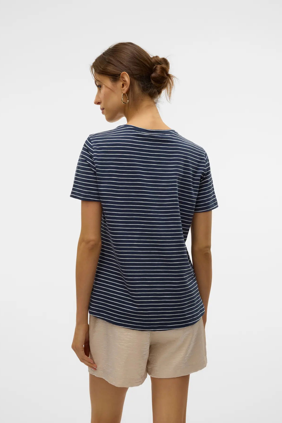 Vero Moda Kadın Vmsımone Kısa Kollu %100 Pamuk T-Shirt 10328170 Lacivert - 4
