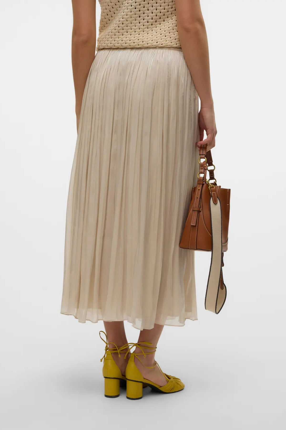 Vero Moda Kadın Vmvıps Pileli Beli Lastikli Maxi Etek 10328017 Taş - 4